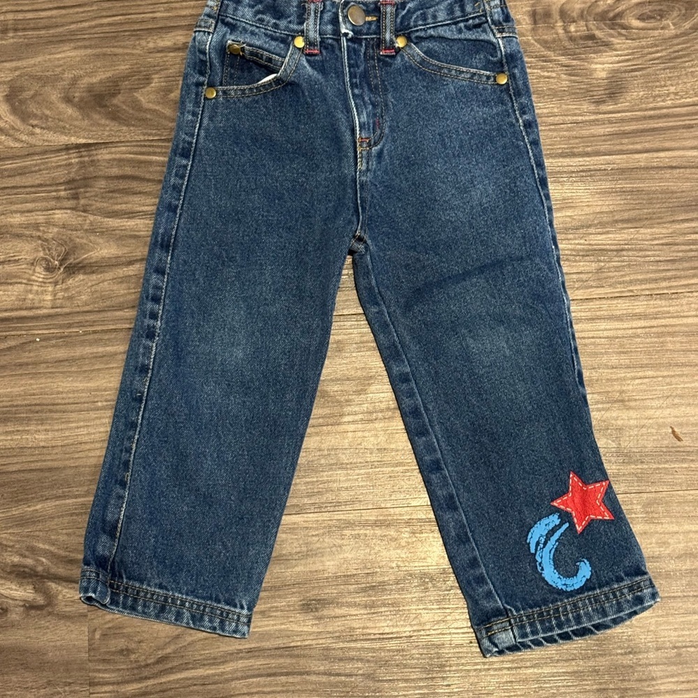 Vintage Toddler Girls Jeans Size 3T | Embroidered Star Wave & Cat Denim - Picture 4 of 6